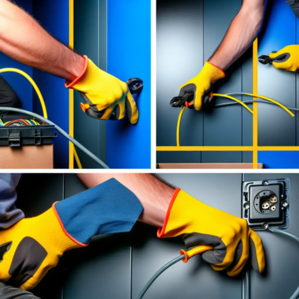 Villamossági kiegészítők szerelés közben