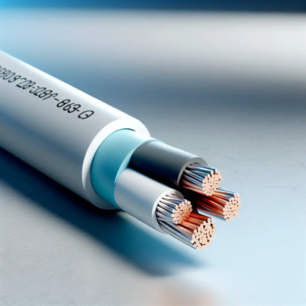 Kábelköpeny és érjelölések nagyított, részletes fotója