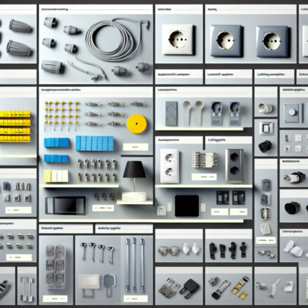 Villamossági termékkategóriák áttekintése kábelekkel, kapcsolókkal, dugaljakkal és világítással